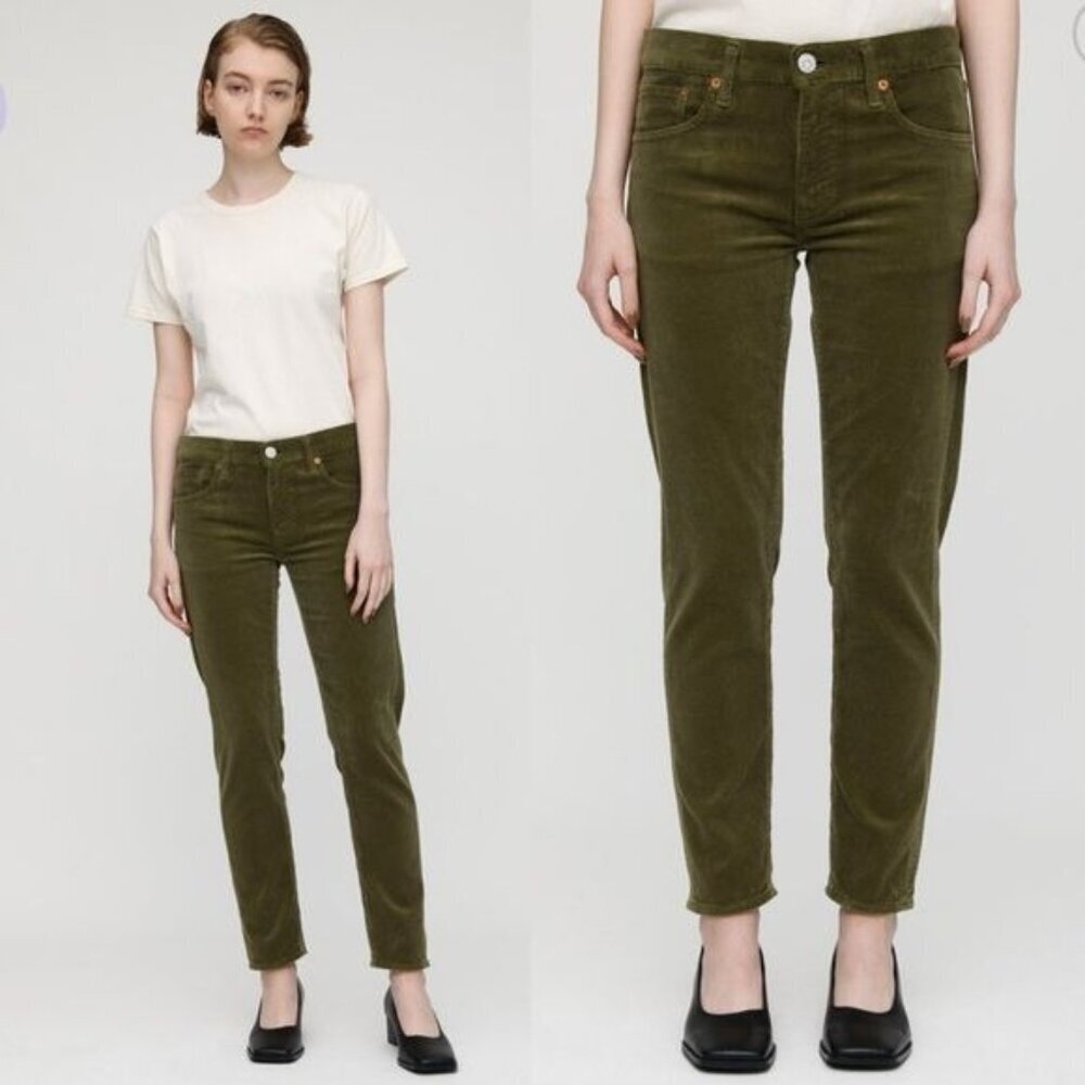 MOUSSY Vintage Ailey Corduroy Pant Olive‎ Green size 25